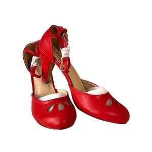 Chase + Chloe Kimmy 75 Women Size 5.5 Red Heel Round Toe Mary Jane Dress Pumps